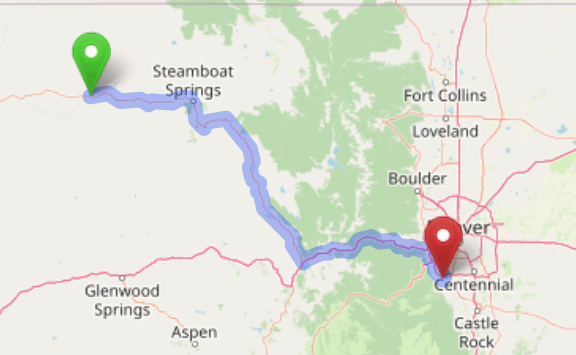 map navigation directions from Craig to Gallus Detox Littleton CO
