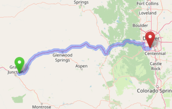 map navigation directions from Fruitvale to Gallus Detox Littleton CO