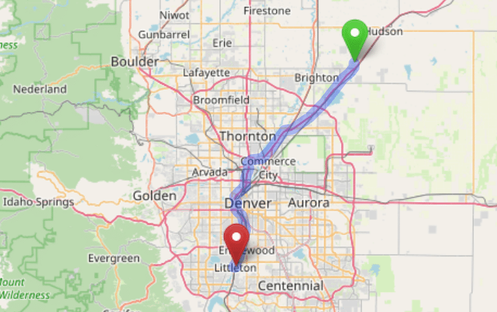 map navigation directions from Lochbuie to Gallus Detox Littleton CO