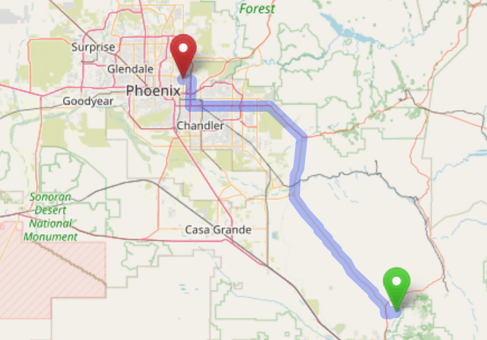 map navigation directions from Saddlebrooke AZ to Gallus Detox Scottsdale
