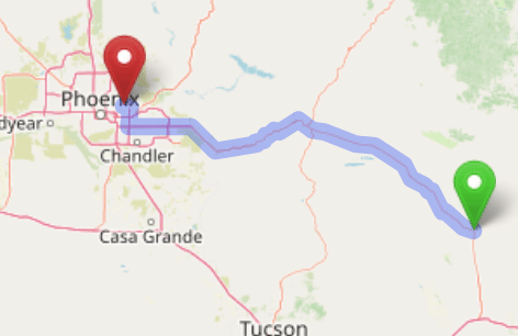 map navigation directions from Safford AZ to Gallus Detox Scottsdale
