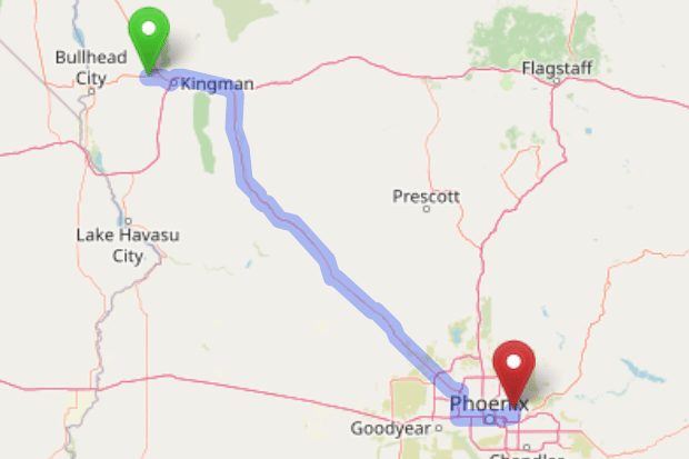 map navigation directions from Golden Valley AZ to Gallus Detox Scottsdale