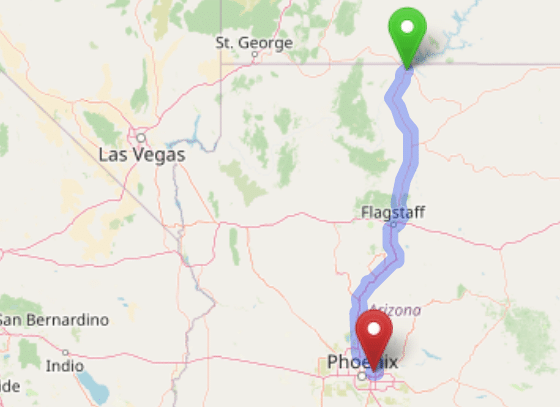 map navigation directions from Page AZ to Gallus Detox Scottsdale
