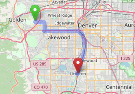 map navigation directions from Applewood to Gallus Detox Littleton CO