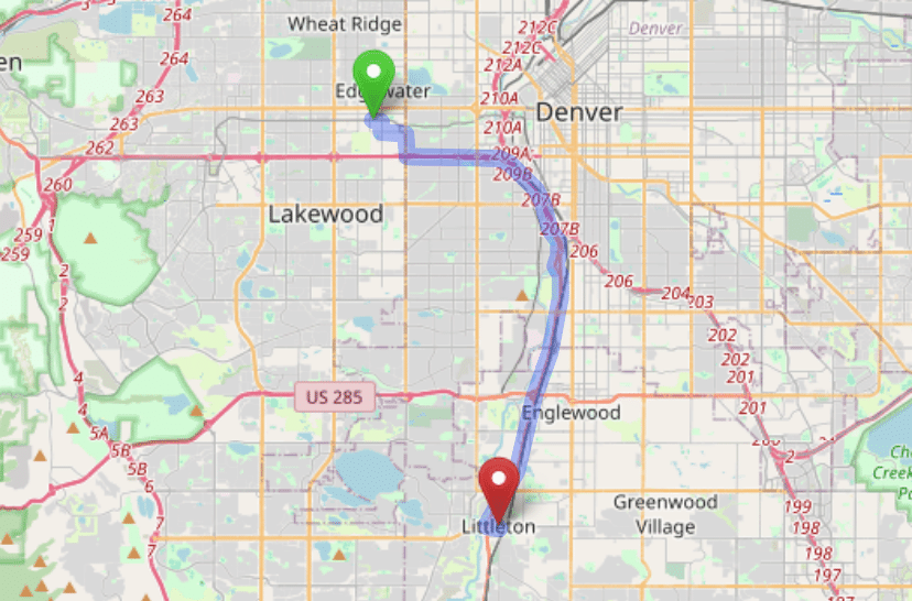 map navigation directions from Lamarto Gallus Detox Littleton CO