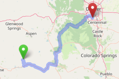 map navigation directions from Gunnison to Gallus Detox Littleton CO