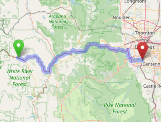 map navigation directions from Avon to Gallus Detox Littleton CO
