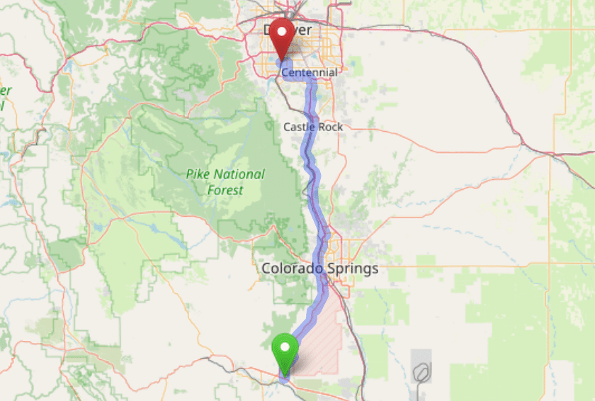 map navigation directions from Penrose to Gallus Detox Littleton CO