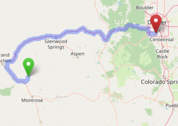 map navigation directions from Orchard City to Gallus Detox Littleton CO