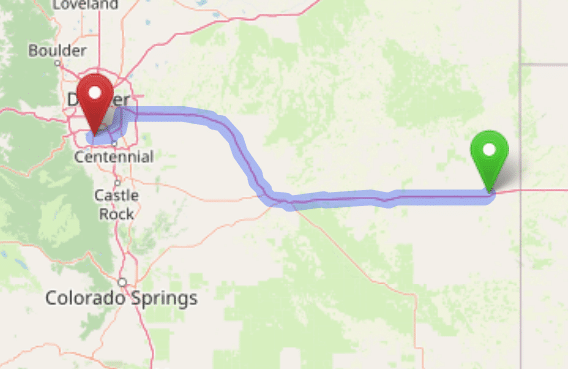 map navigation directions from Burlington to Gallus Detox Littleton CO