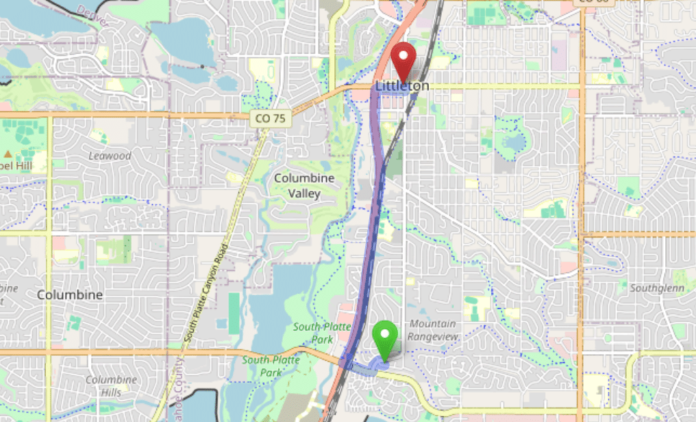 map navigation directions from Palisade to Gallus Detox Littleton CO