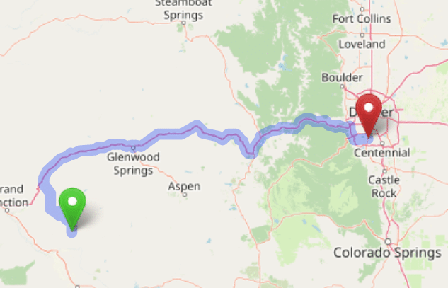 map navigation directions from Cedaredge to Gallus Detox Littleton CO