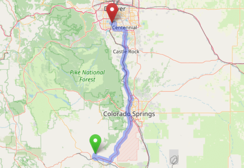 map navigation directions from Park Center to Gallus Detox Littleton CO