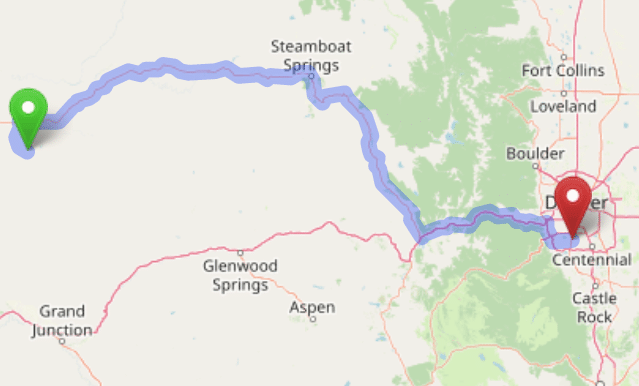 map navigation directions from Rangely to Gallus Detox Littleton CO