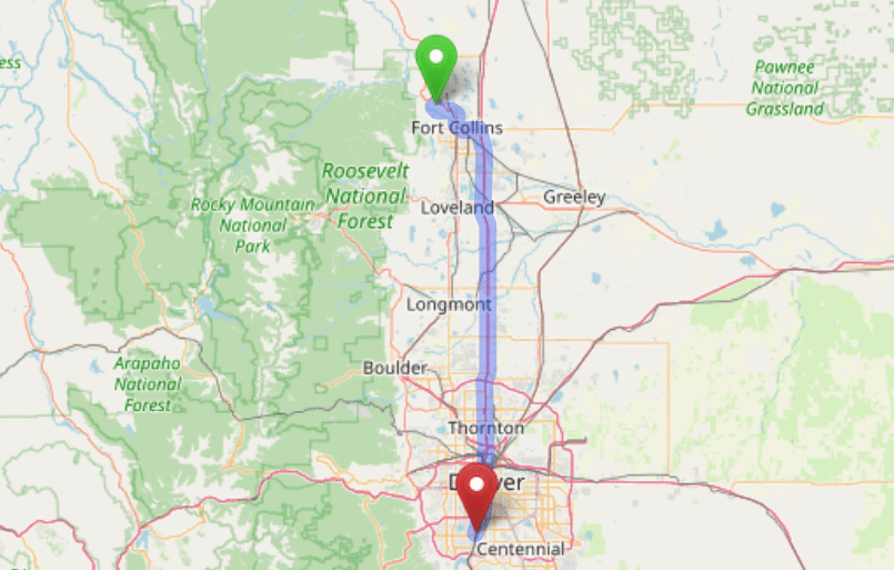 map navigation directions from Laporte to Gallus Detox Littleton CO