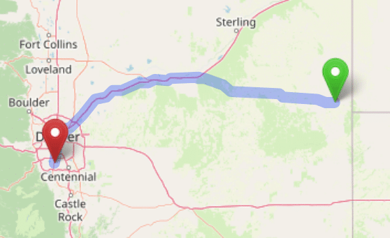 map navigation directions from Wray to Gallus Detox Littleton CO