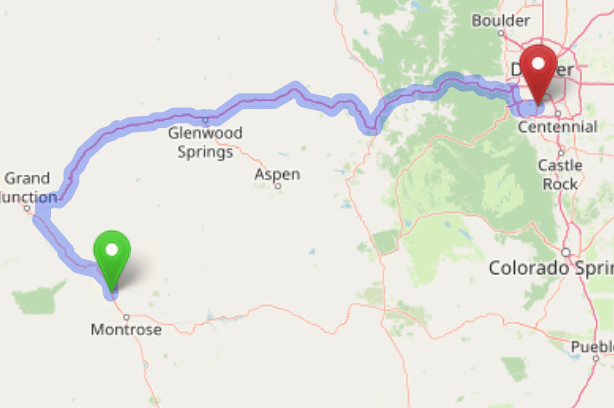 map navigation directions from Olathe to Gallus Detox Littleton CO