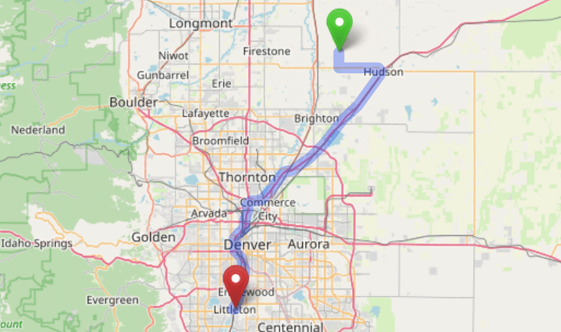 map navigation directions from Aristocrat Ranchettes to Gallus Detox Littleton CO