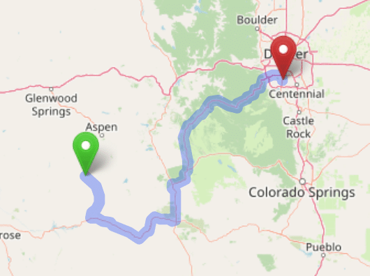 map navigation directions from Crested Butte to Gallus Detox Littleton CO