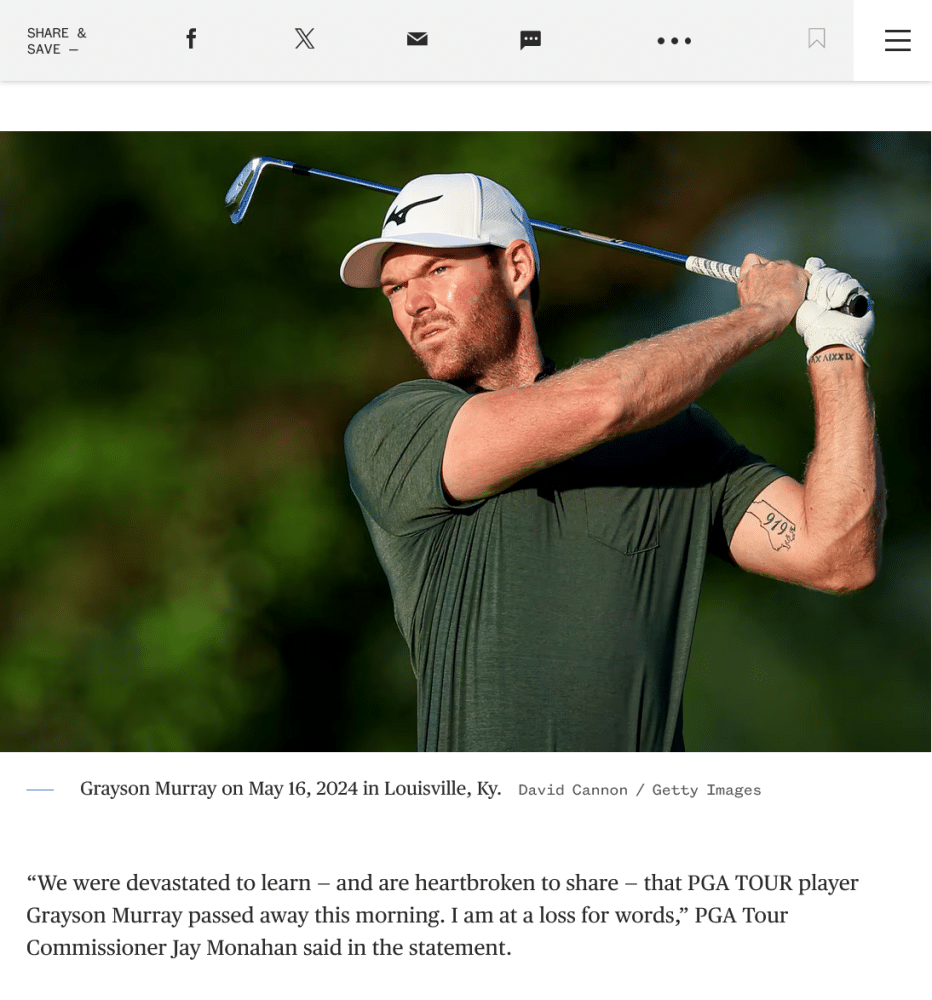 Pro Golfer Grayson Murray dies at age 30