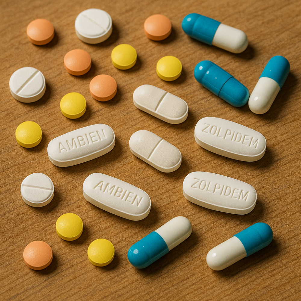 scatter pills representing ambien and Zolpidem