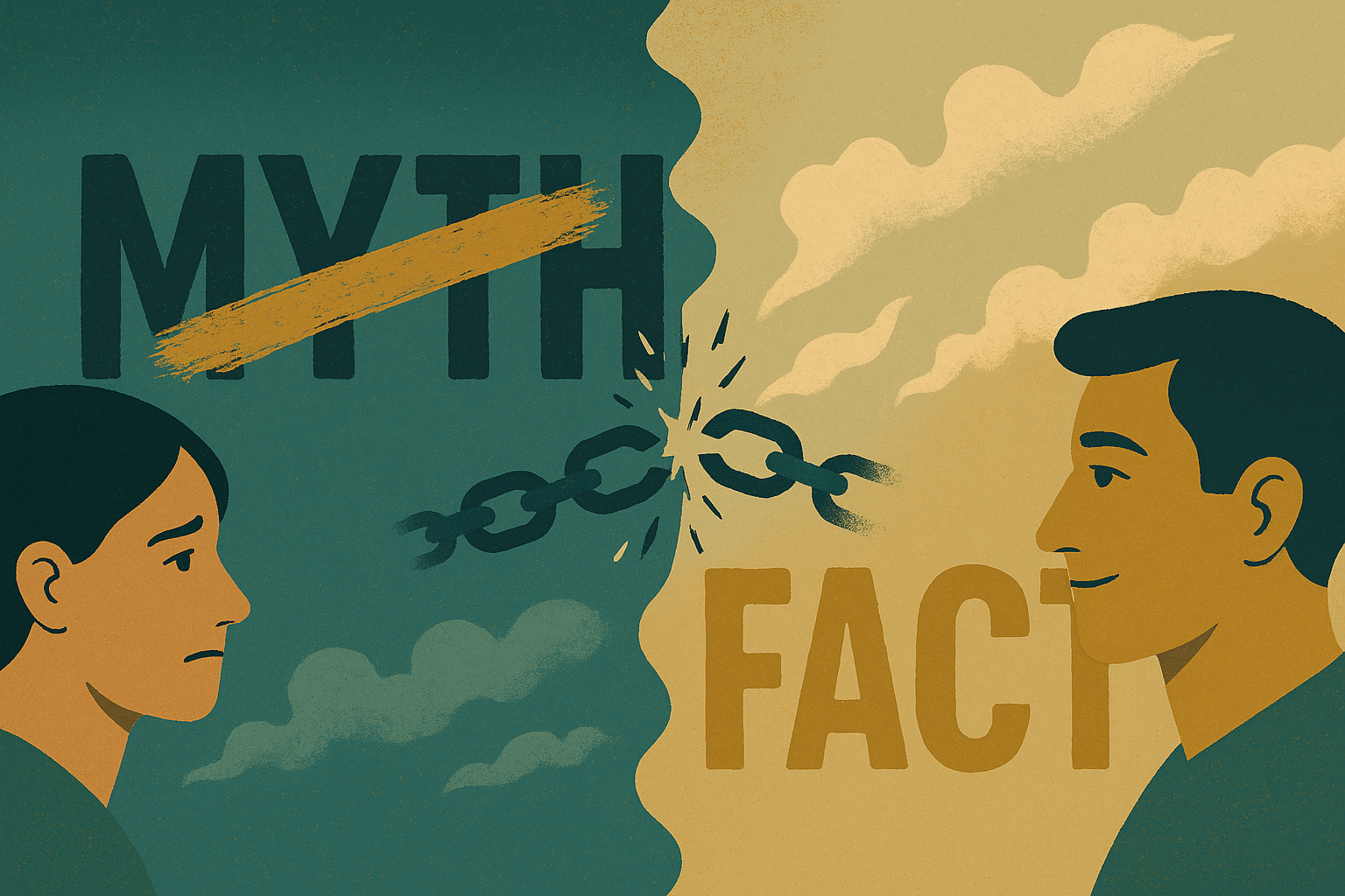 myths vs facts for addictions concept imagery